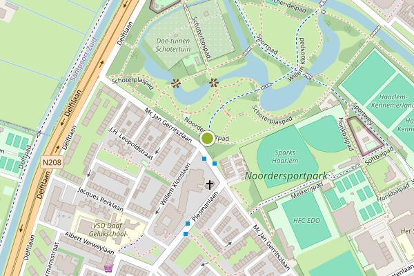 Ambulance-melding op Noorderhoutpad, Haarlem op 28 juni, kaart-overzicht