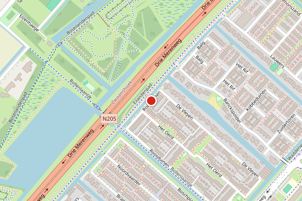 Brandweer-melding op Roosduinen, Hoofddorp op 2 juli, kaart-overzicht