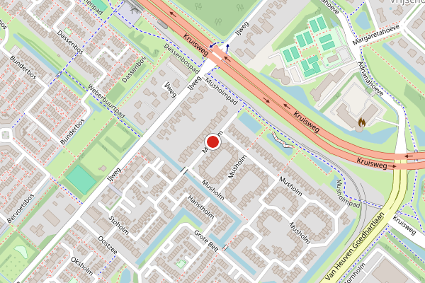 Brandweer-melding op Musholm, Hoofddorp op 5 juli, kaart-overzicht