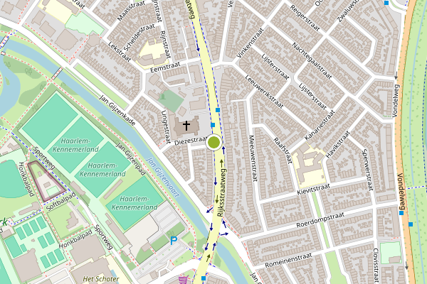 Ambulance-melding op Rijksstraatweg, Haarlem op 7 juli, kaart-overzicht