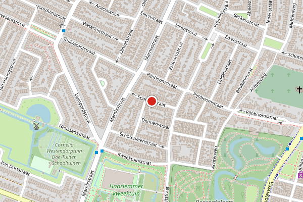 Brandweer-melding op Sparrenstraat, Haarlem op 8 juli, kaart-overzicht