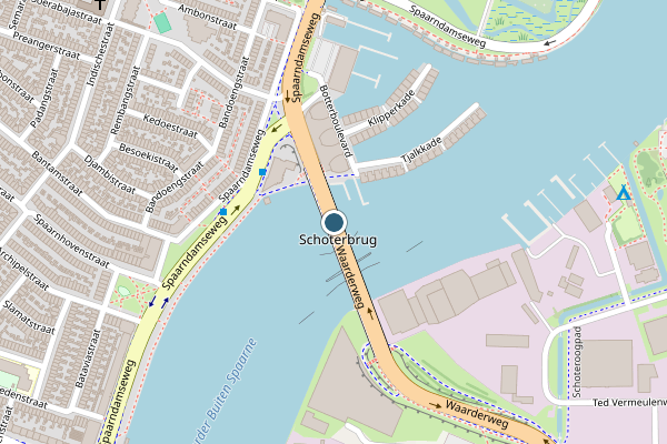 Politie-melding op Schoterbrug, Haarlem op 9 juli, kaart-overzicht