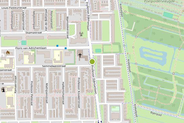 Ambulance-melding op Professor Eijkmanlaan, Haarlem op 9 juli, kaart-overzicht