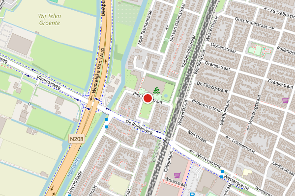 Brandweer-melding op Piet Heinstraat, Haarlem op 10 juli, kaart-overzicht