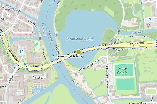 Ambulance-melding op Schouwbroekerbrug Schouwbroekerbrug, Haarlem op 10 juli, kaart-overzicht