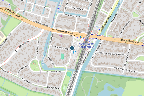 Politie-melding op Roemer Visscherplein, Heemstede op 11 juli, kaart-overzicht