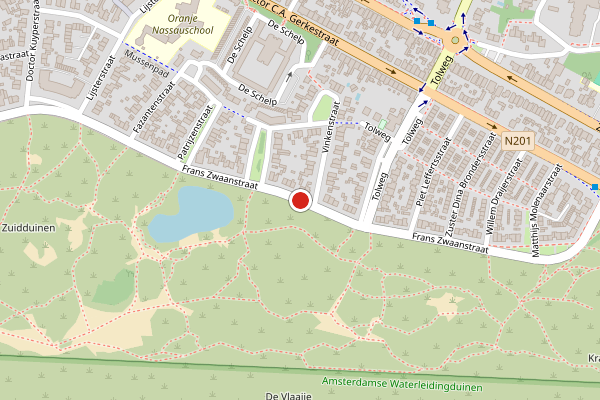 Brandweer-melding op Frans Zwaanstraat, Zandvoort op 15 juli, kaart-overzicht