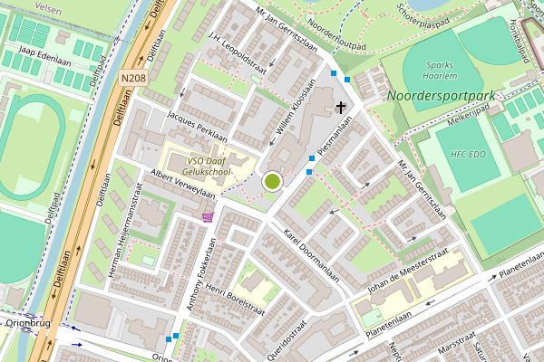 Ambulance-melding op Plesmanplein, Haarlem op 15 juli, kaart-overzicht