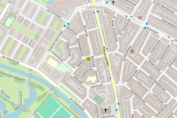Ambulance-melding op Maasstraat, Haarlem op 17 juli, kaart-overzicht