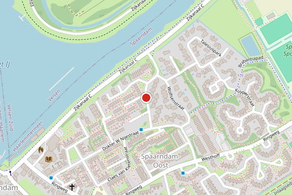 Brandweer-melding op Floris Balthasarstraat, Spaarndam op 19 juli, kaart-overzicht