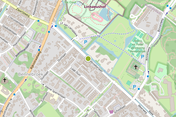 Ambulance-melding op Bennebroekerlaan, Bennebroek op 22 juli, kaart-overzicht