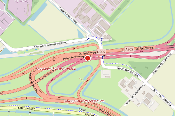 Brandweer-melding op Schipholweg, Vijfhuizen op 22 juli, kaart-overzicht