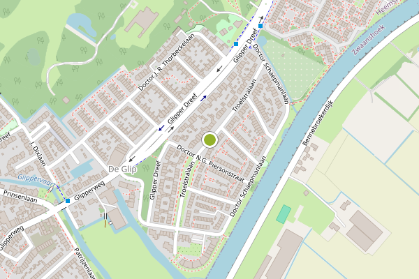 Ambulance-melding op Troelstralaan, Heemstede op 24 juli, kaart-overzicht