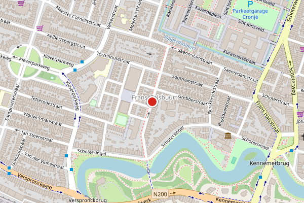 Brandweer-melding op Maerten van Heemskerckstraat, Haarlem op 25 juli, kaart-overzicht