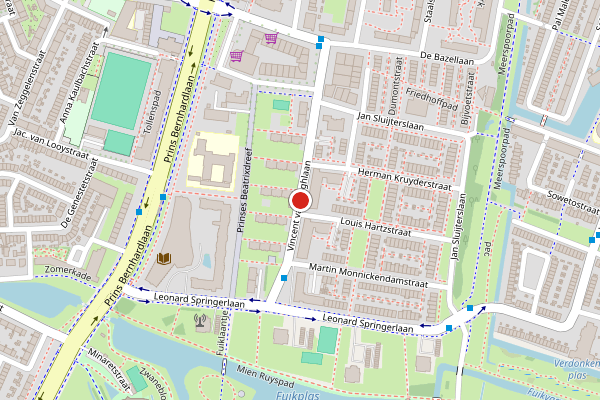 Brandweer-melding op Vincent van Goghlaan, Haarlem op 25 juli, kaart-overzicht