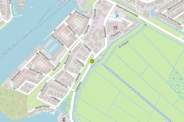 Ambulance-melding op Lageweg, Spaarndam op 25 juli, kaart-overzicht