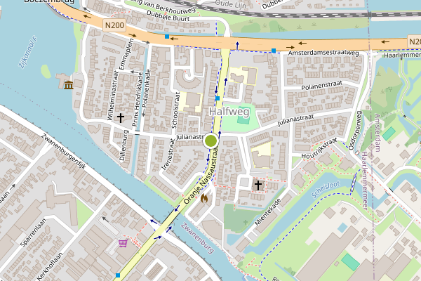 Ambulance-melding op Oranje Nassaustraat, Halfweg op 26 juli, kaart-overzicht