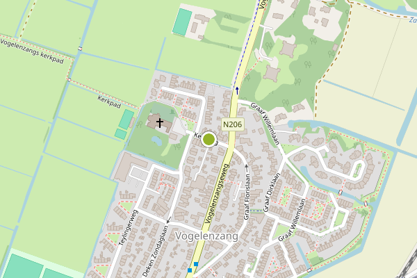 Ambulance-melding op Kerkweg, Vogelenzang op 26 juli, kaart-overzicht