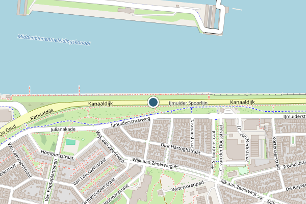 Politie-melding op Kanaaldijk, IJmuiden op 27 juli, kaart-overzicht