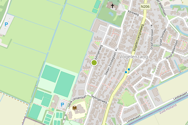 Ambulance-melding op Teylingerweg, Vogelenzang op 28 juli, kaart-overzicht