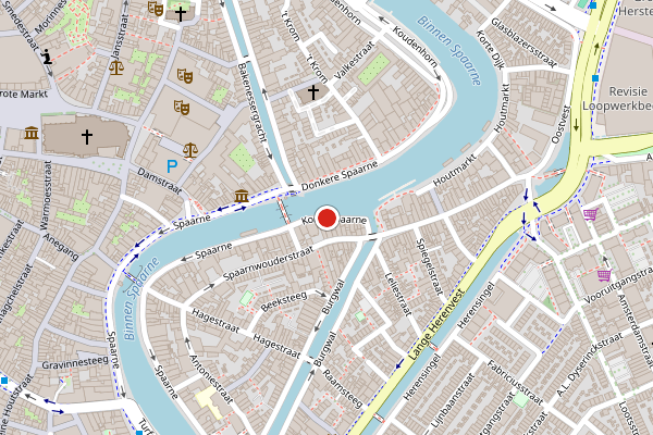 Brandweer-melding op Korte Spaarne, Haarlem op 28 juli, kaart-overzicht