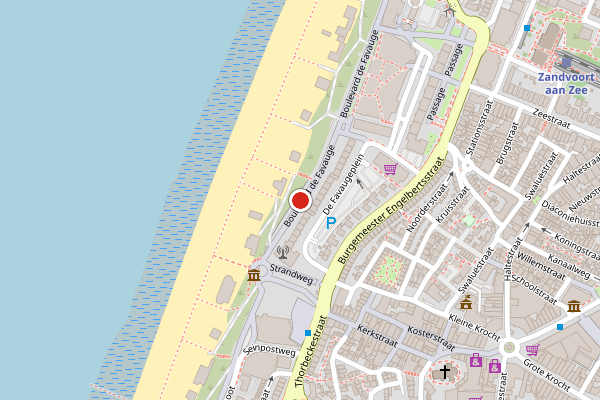Brandweer-melding op Boulevard de Favauge, Zandvoort op 28 juli, kaart-overzicht