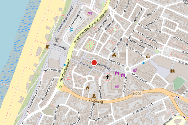 Brandweer-melding op Kosterstraat, Zandvoort op 28 juli, kaart-overzicht