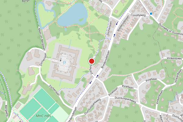 Brandweer-melding op Zocherlaan, Bloemendaal op 30 juli, kaart-overzicht
