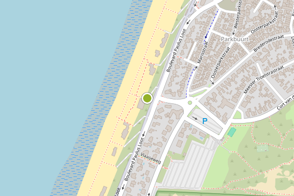 Ambulance-melding op Strandafgang Paulus Loot, Zandvoort op 30 juli, kaart-overzicht