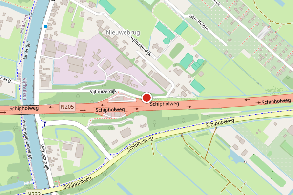 Brandweer-melding op Vijfhuizerdijk, Vijfhuizen op 1 augustus, kaart-overzicht