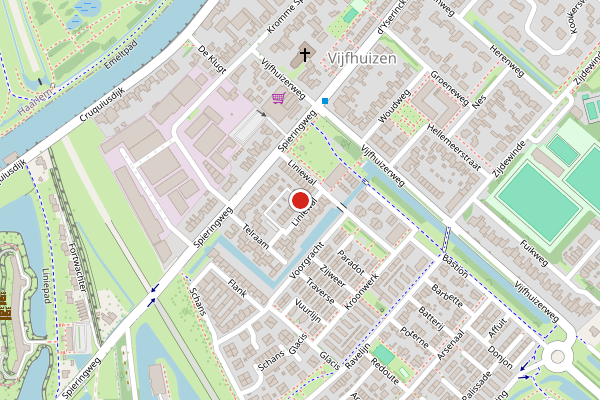 Brandweer-melding op Liniewal, Vijfhuizen op 1 augustus, kaart-overzicht