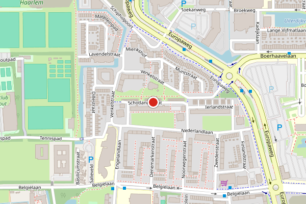 Brandweer-melding op Schotlandstraat, Haarlem op 1 augustus, kaart-overzicht