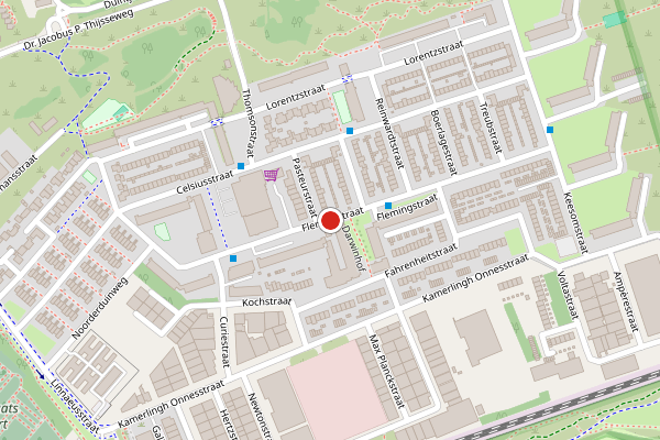 Brandweer-melding op Flemingstraat, Zandvoort op 1 augustus, kaart-overzicht