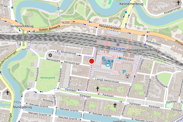 Brandweer-melding op Stationsplein, Haarlem op 2 augustus, kaart-overzicht