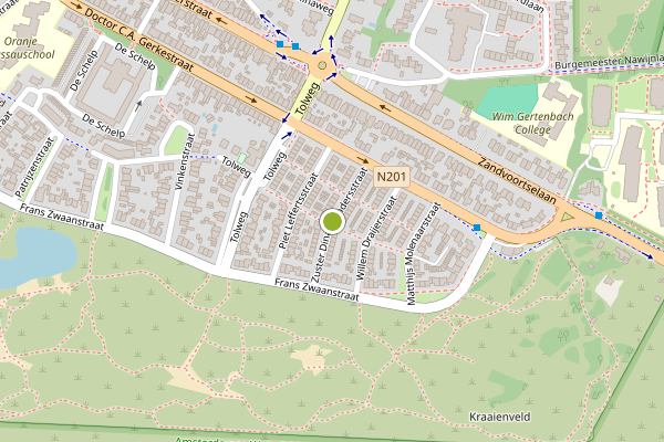 Ambulance-melding op Zuster Dina Brondersstraat, Zandvoort op 3 augustus, kaart-overzicht