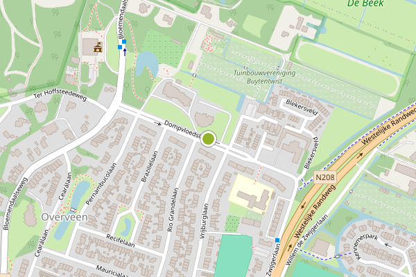 Ambulance-melding op Dompvloedslaan, Overveen op 4 augustus, kaart-overzicht