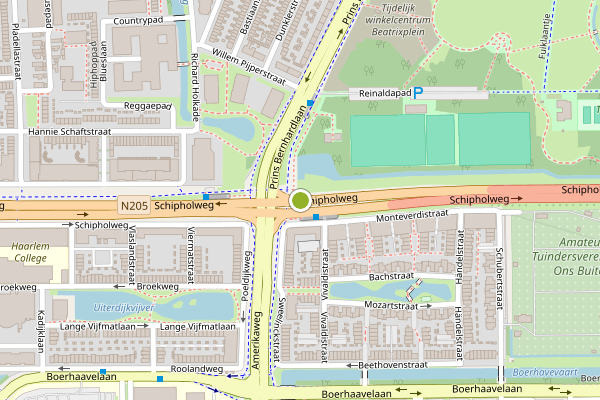 Ambulance-melding op Schipholweg, Haarlem op 5 augustus, kaart-overzicht