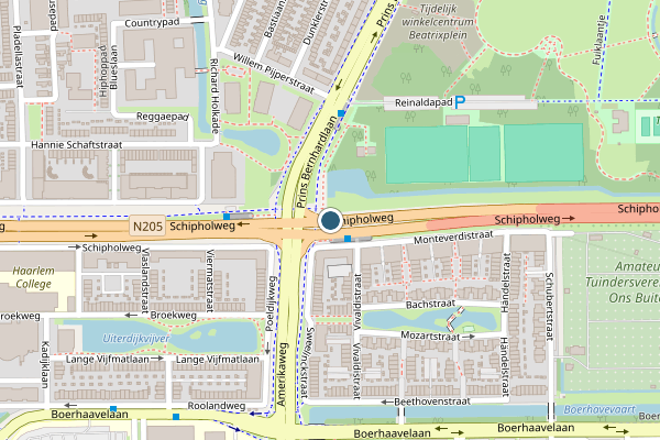 Politie-melding op Schipholweg, Haarlem op 5 augustus, kaart-overzicht