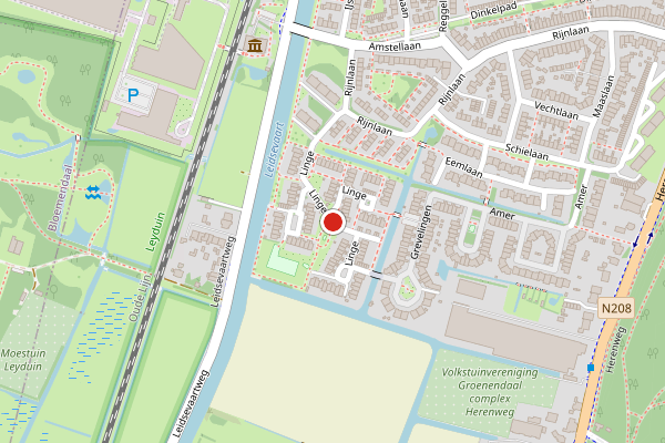 Brandweer-melding op Linge, Heemstede op 5 augustus, kaart-overzicht