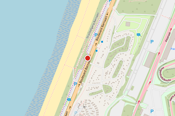 Brandweer-melding op Boulevard Barnaart, Zandvoort op 5 augustus, kaart-overzicht