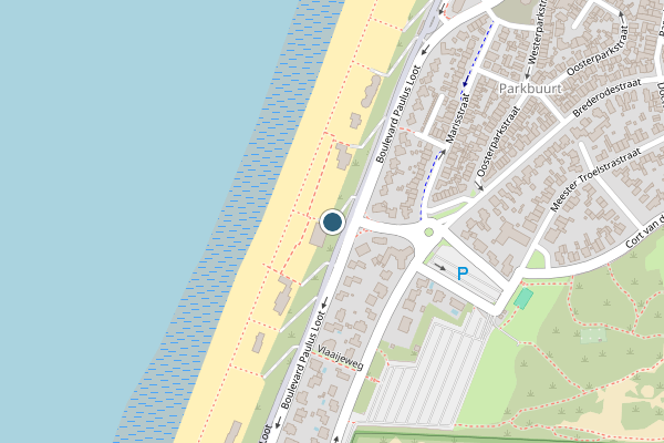 Politie-melding op Strandafgang Paulus Loot, Zandvoort op 5 augustus, kaart-overzicht