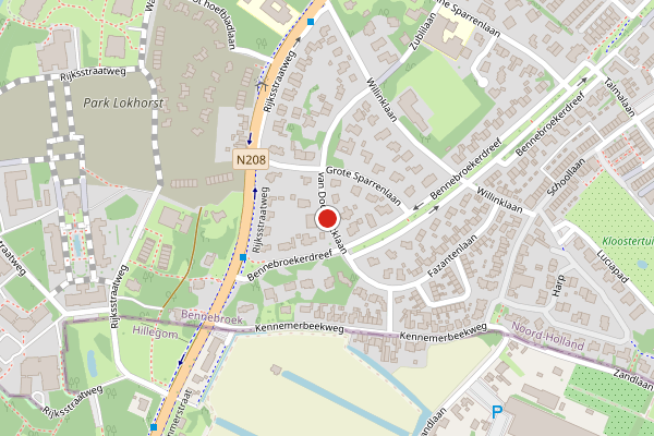 Brandweer-melding op van Doornincklaan, Bennebroek op 6 augustus, kaart-overzicht