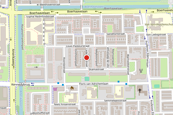 Brandweer-melding op Ledeboerstraat, Haarlem op 28 mei, kaart-overzicht