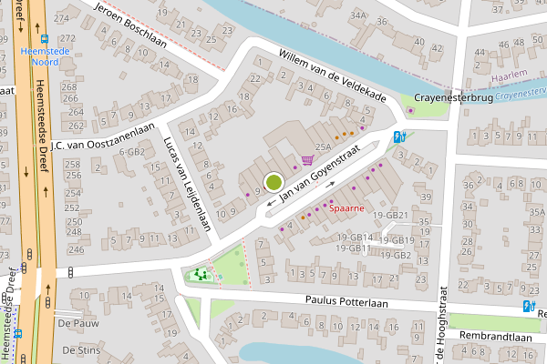 Ambulance-melding op Jan van Goyenstraat, Heemstede op 25 mei, kaart-overzicht
