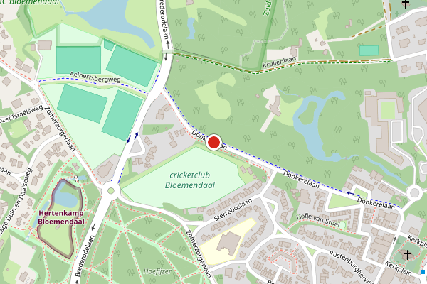 Brandweer-melding op Donkerelaan, Bloemendaal op 27 mei, kaart-overzicht