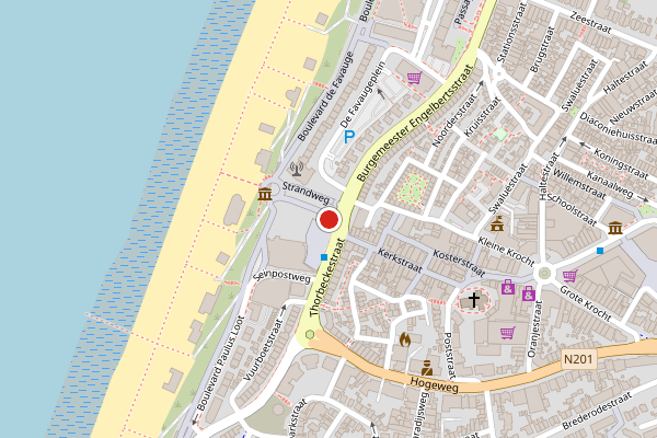 Brandweer-melding op Badhuisplein, Zandvoort op 27 mei, kaart-overzicht
