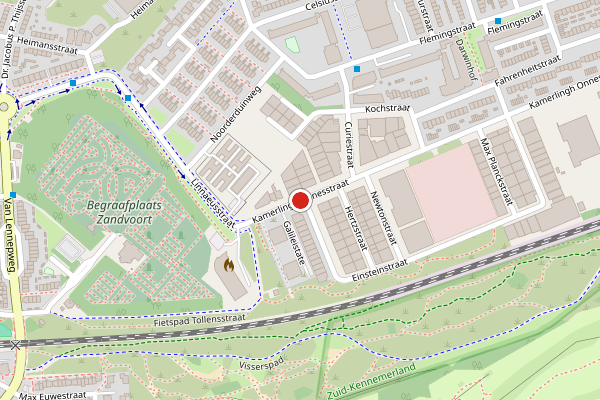 Brandweer-melding op Kamerlingh Onnesstraat, Zandvoort op 27 mei, kaart-overzicht