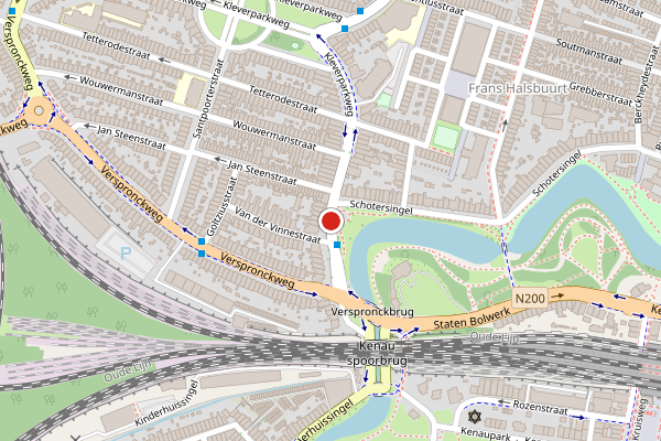 Brandweer-melding op Schotersingel, Haarlem op 29 mei, kaart-overzicht