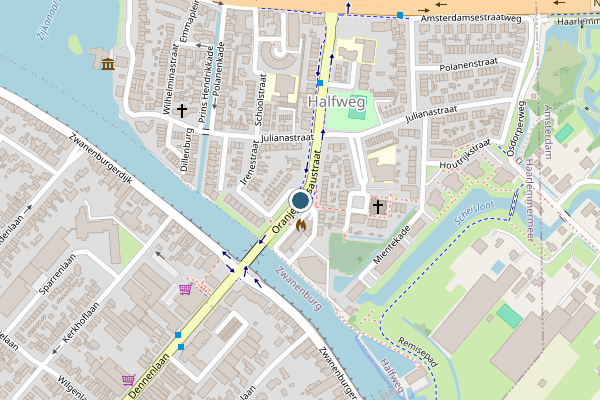 Politie-melding op Oranje Nassaustraat, Halfweg op 28 mei, kaart-overzicht