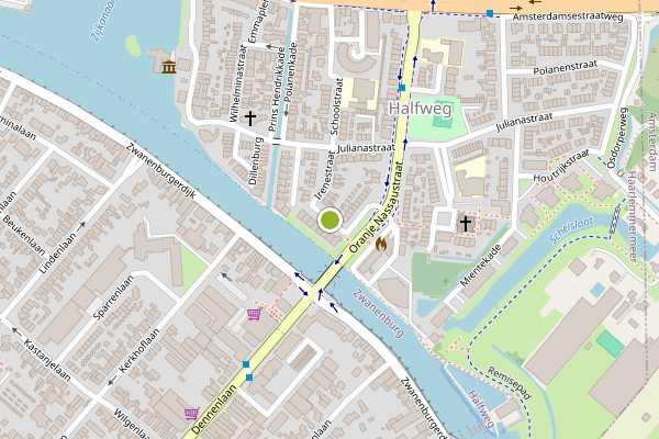 Ambulance-melding op Irenestraat, Halfweg op 24 mei, kaart-overzicht